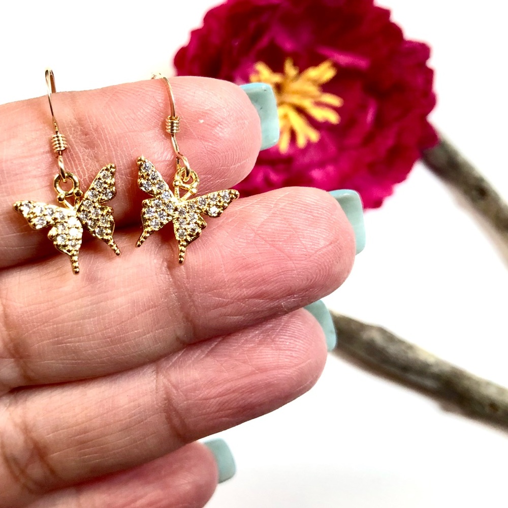 Butterfly Earrings, Dragonfly, Insect, Bee, Flower - Picture 2 of 10